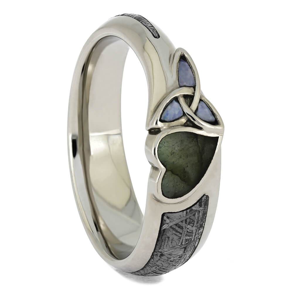 Labradorite Ring with Opal Trinity Knot & Meteorite - Jewelry by Johan