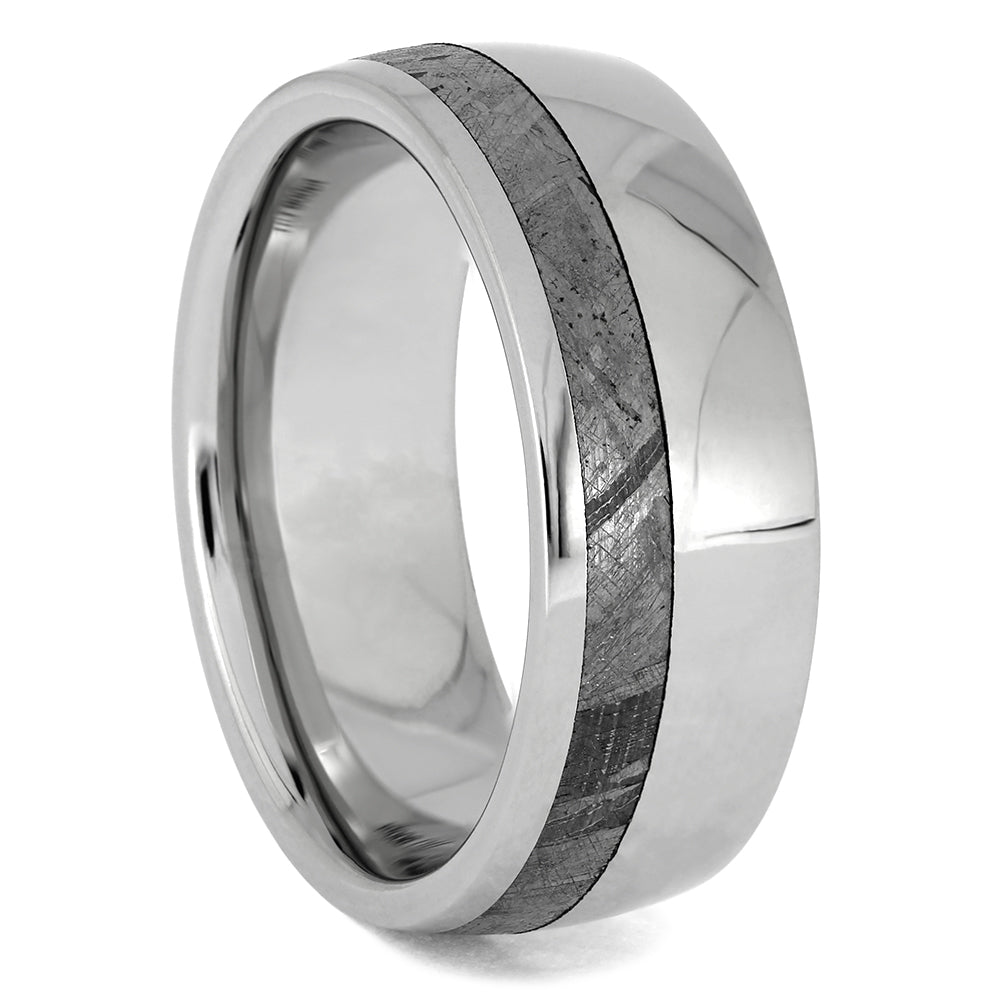 Platinum Ring with Meteorite Inlay