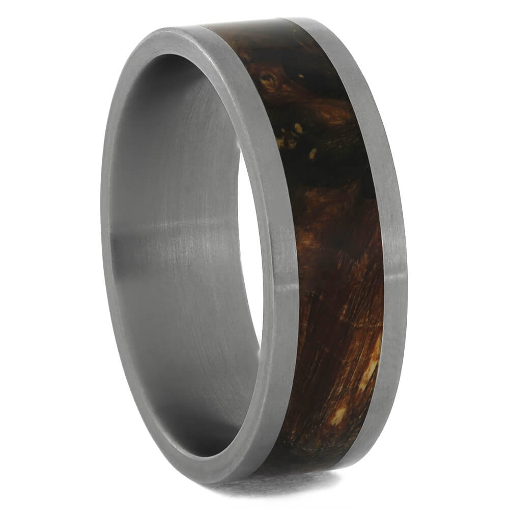 Burl Wood and Titanium Ring