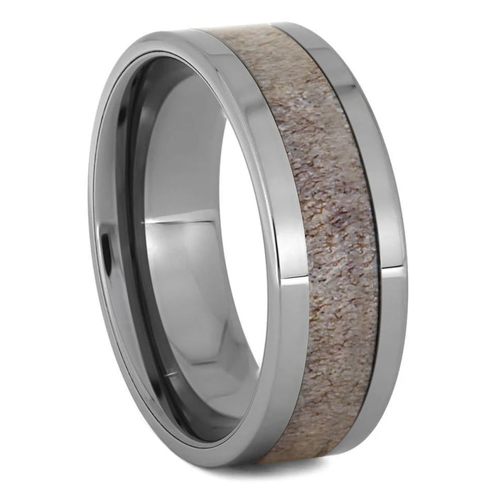 Tungsten Ring With Unique Antler Inlay