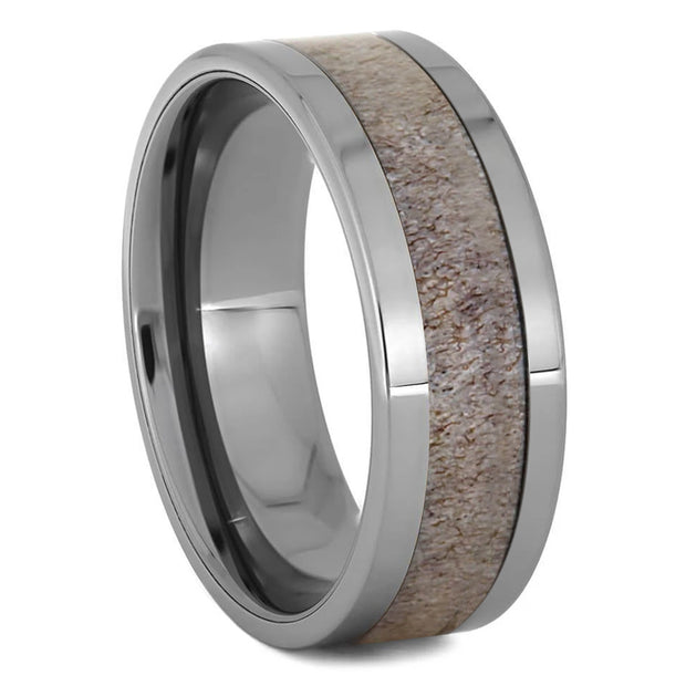 Tungsten Ring With Unique Antler Inlay