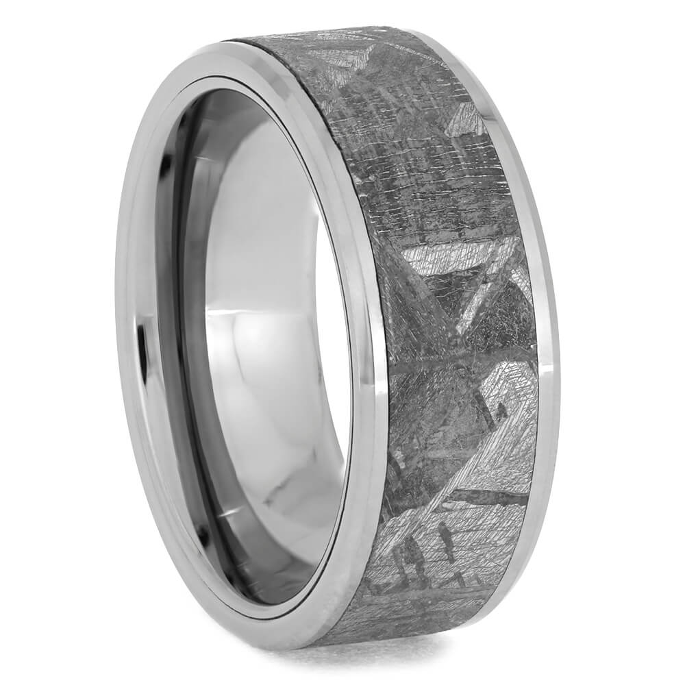 Beveled Tungsten Wedding Band With Meteorite, Size 7.75-RS9421 - Jewelry by Johan