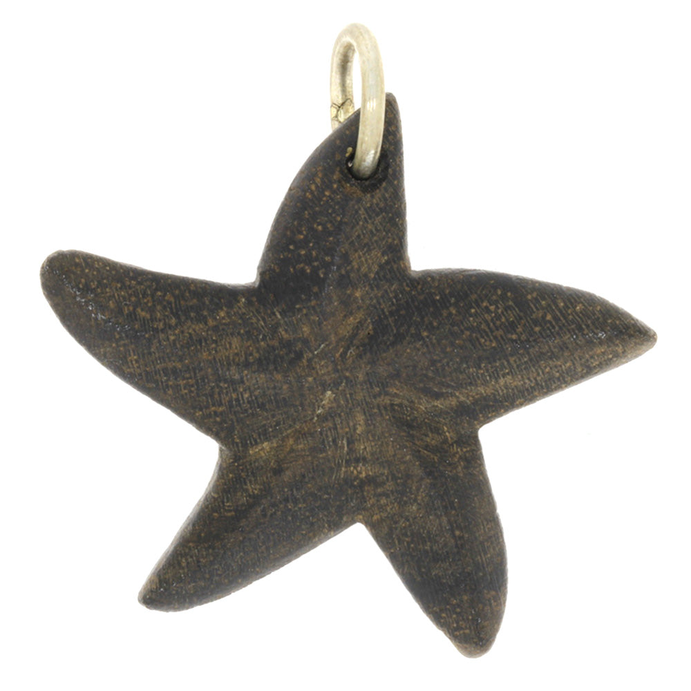 Star Shaped Wood Pendant, Starfish Necklace with Sterling Silver Bail-RS9466 - Jewelry by Johan