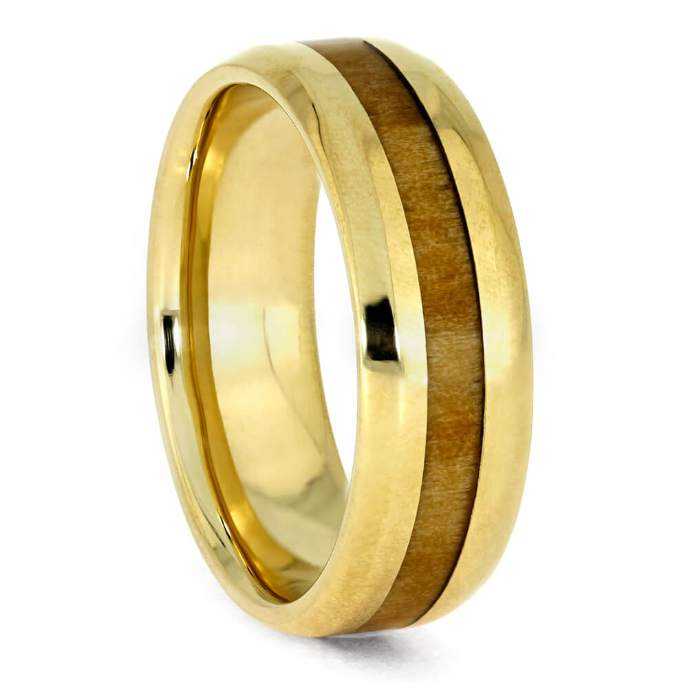 Brass Ring with Rowan Wood Inlay