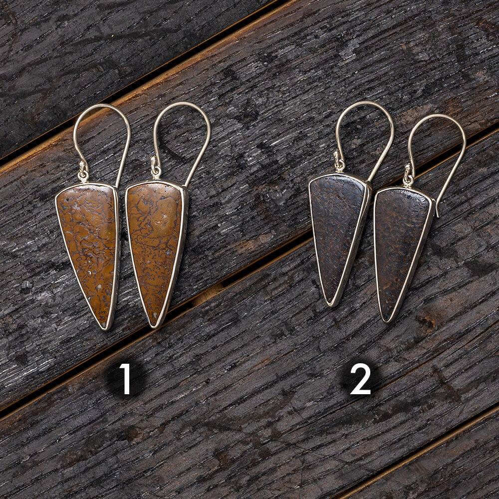 Upside-Down Triangle Shaped Dinosaur Bone Dangle Earrings