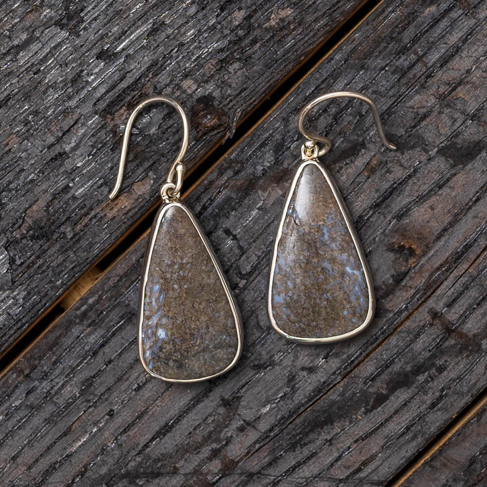 Upside-Down Triangle Shaped Dinosaur Bone Dangle Earrings