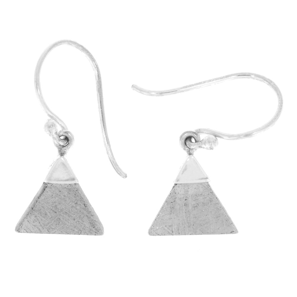 Triangle Meteorite Earrings, Dainty Modern Triangle Dangle Earrings-RSSB1606-E - Jewelry by Johan