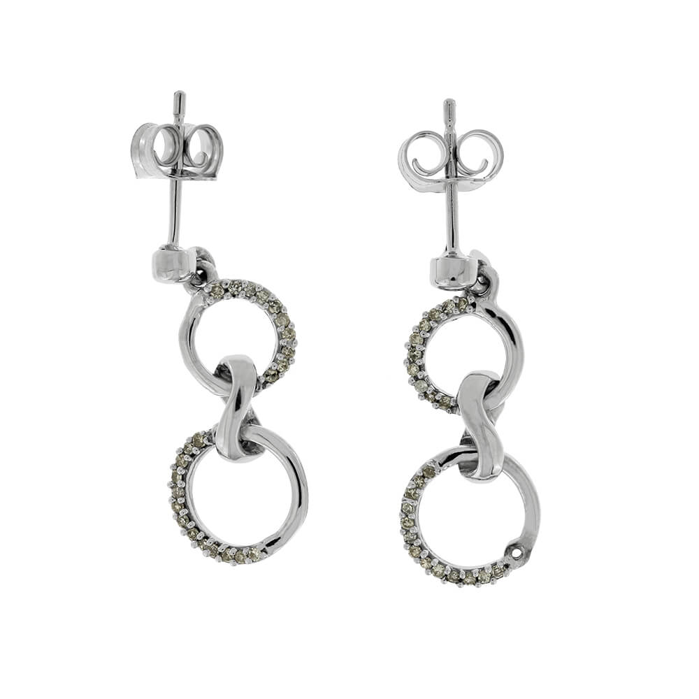 10k White Gold Double Hoop Dangle Diamond Earrings - Jewelry by Johan