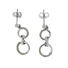 10k White Gold Double Hoop Dangle Diamond Earrings - Jewelry by Johan