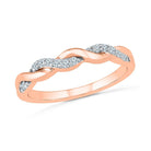 Diamond Wedding Band with Twisting Rose Gold or Sterling Silver Design - Jewelry by Johan