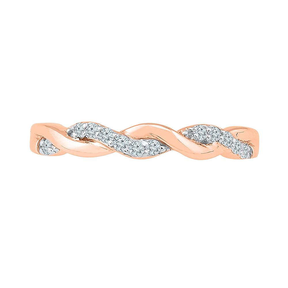 Diamond Wedding Band with Twisting Rose Gold or Sterling Silver Design - Jewelry by Johan
