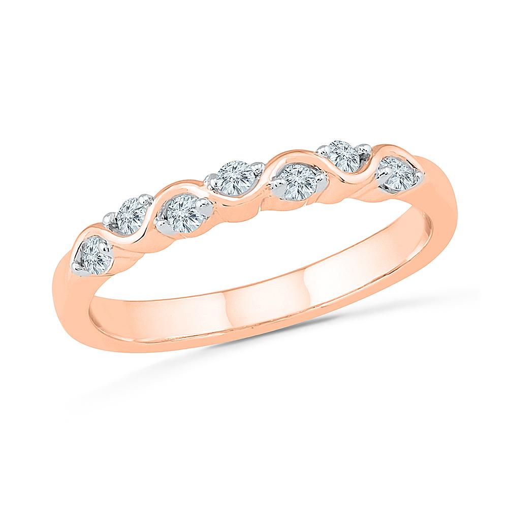 Rose Gold Wedding Band with Alternating Diamond Accents - Jewelry by Johan