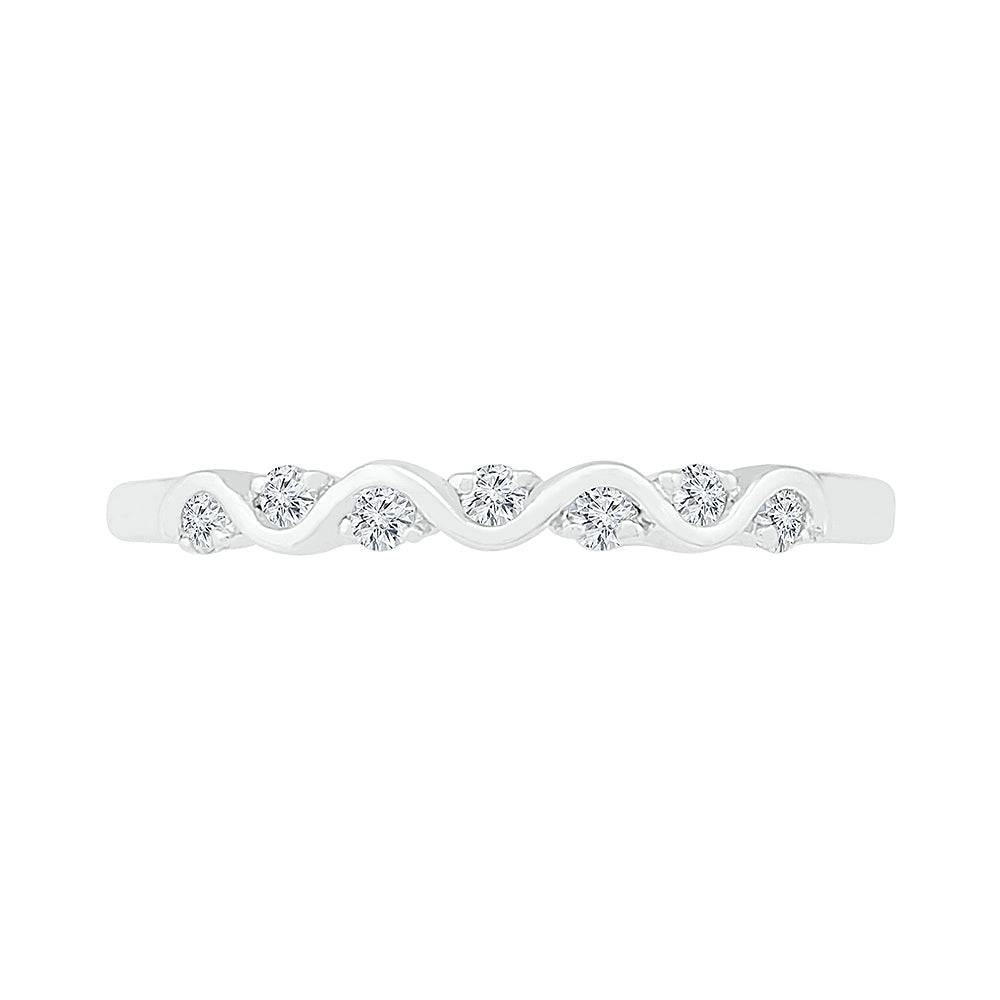 Alternating Diamond Wedding Band in Polished White Gold - Jewelry by Johan