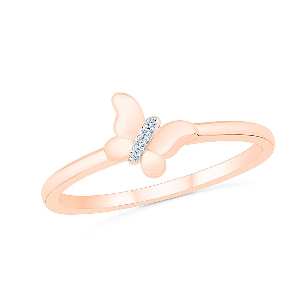 Rose Gold Statement Ring with Diamond Butterfly Design - Jewelry by Johan
