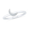 Diamond Statement Ring with Crescent Moon in White Gold or Sterling Silver - Jewelry by Johan