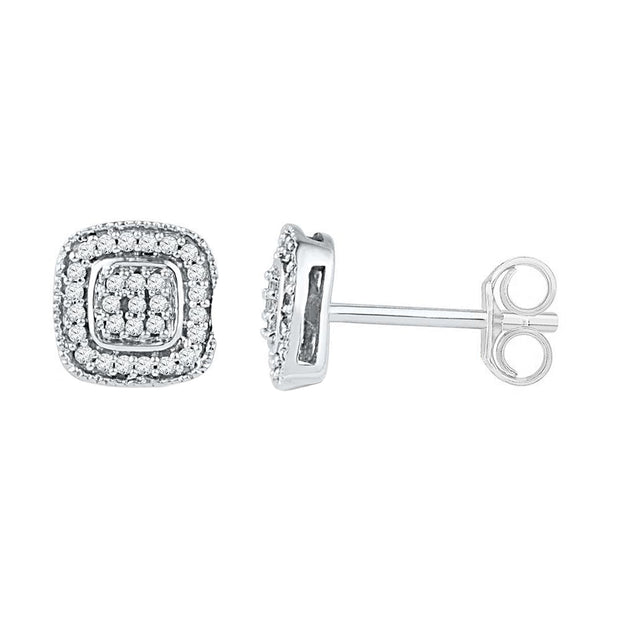 Diamond Cluster Stud Earrings, Silver or Gold - Jewelry by Johan