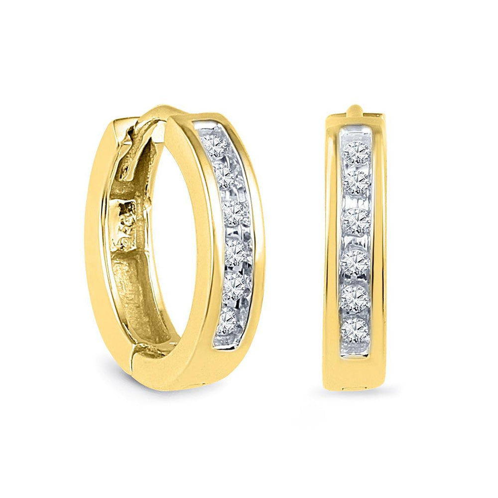 Diamond Hoop Earrings, Sterling Silver or Gold-SHEG008758BTW - Jewelry by Johan