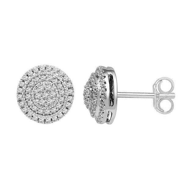 1/2 CT. T.W. Diamond Stud Earrings, White Gold or Silver - Jewelry by Johan