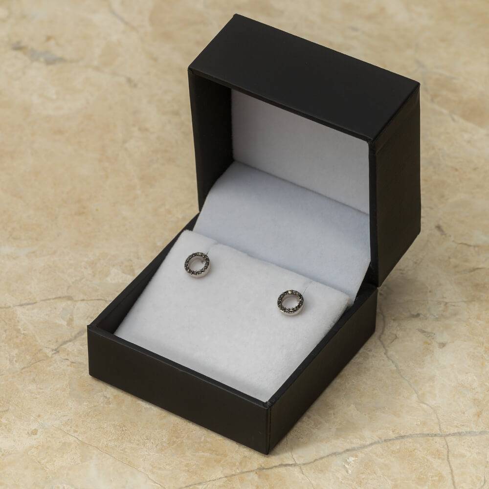 Halo Earrings with Black Diamonds