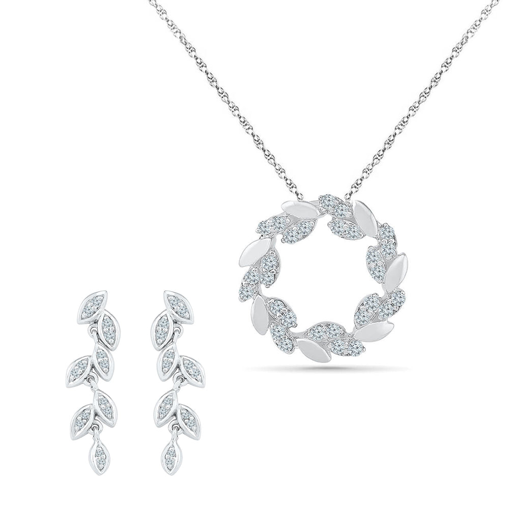 Sterling Silver and Diamond Floral Design Jewelry