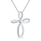 Swirling Cross Diamond Necklace, Silver or Gold-SHPC014509 - Jewelry by Johan