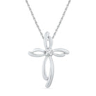 Delicate Diamond Cross Necklace, Silver or White Gold-SHPCA70817 - Jewelry by Johan