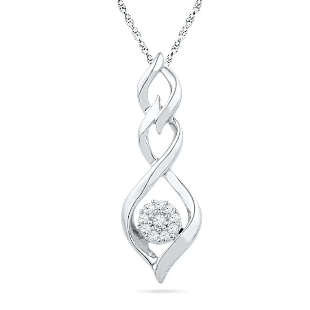 Diamond Cluster Necklace, Silver or White Gold-SHPF016386BTW - Jewelry by Johan