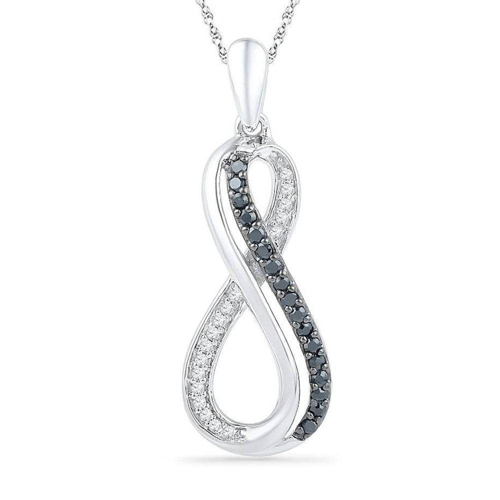 White & Black Diamond Infinity Necklace, Silver or Gold-SHPF073356CAWBW - Jewelry by Johan