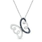 Black Diamond Butterfly Necklace, Silver or White Gold-SHPF077198 - Jewelry by Johan