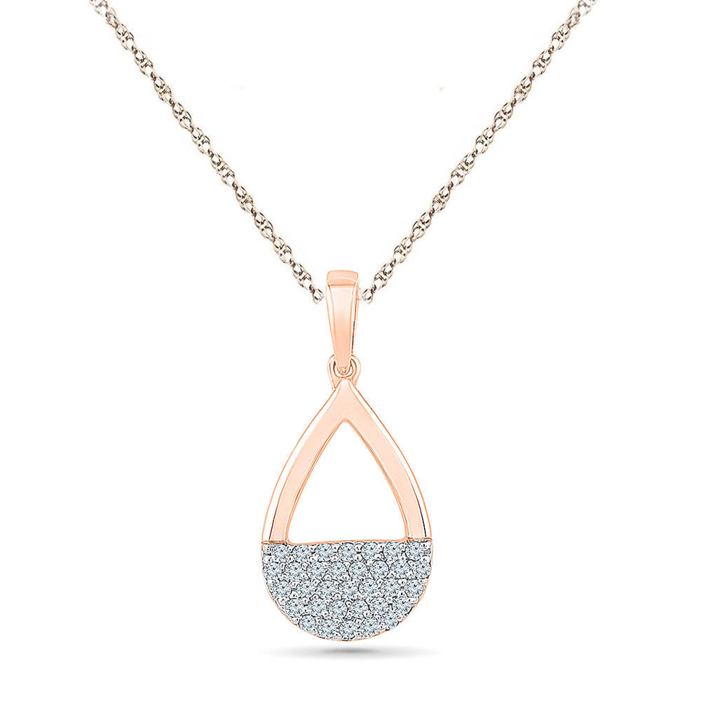 Diamond Cluster Pendant Necklace with Teardrop Shape - Jewelry by Johan