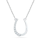 Lucky Horseshoe Diamond Necklace, Silver or White Gold-SHPFG25239 - Jewelry by Johan