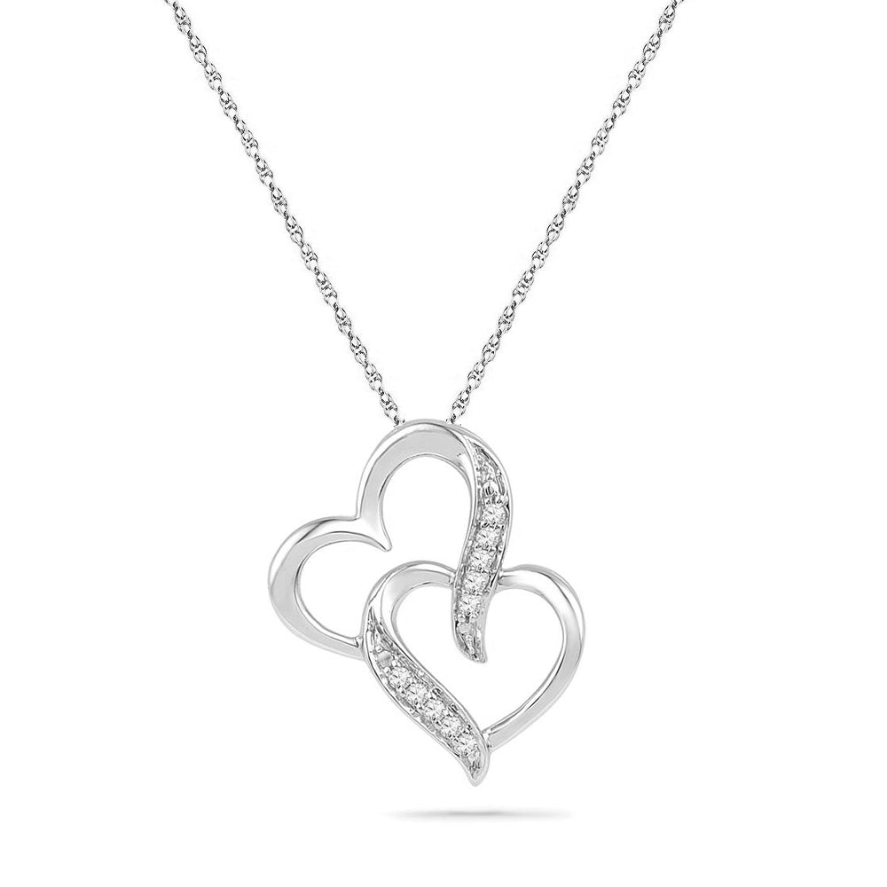 Tiny Double Diamond Necklace, Silver or White Gold-SHPH017151 - Jewelry by Johan