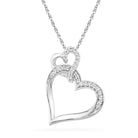 Unique Diamond Double Heart Necklace, Silver or Gold-SHPH072333AAW - Jewelry by Johan