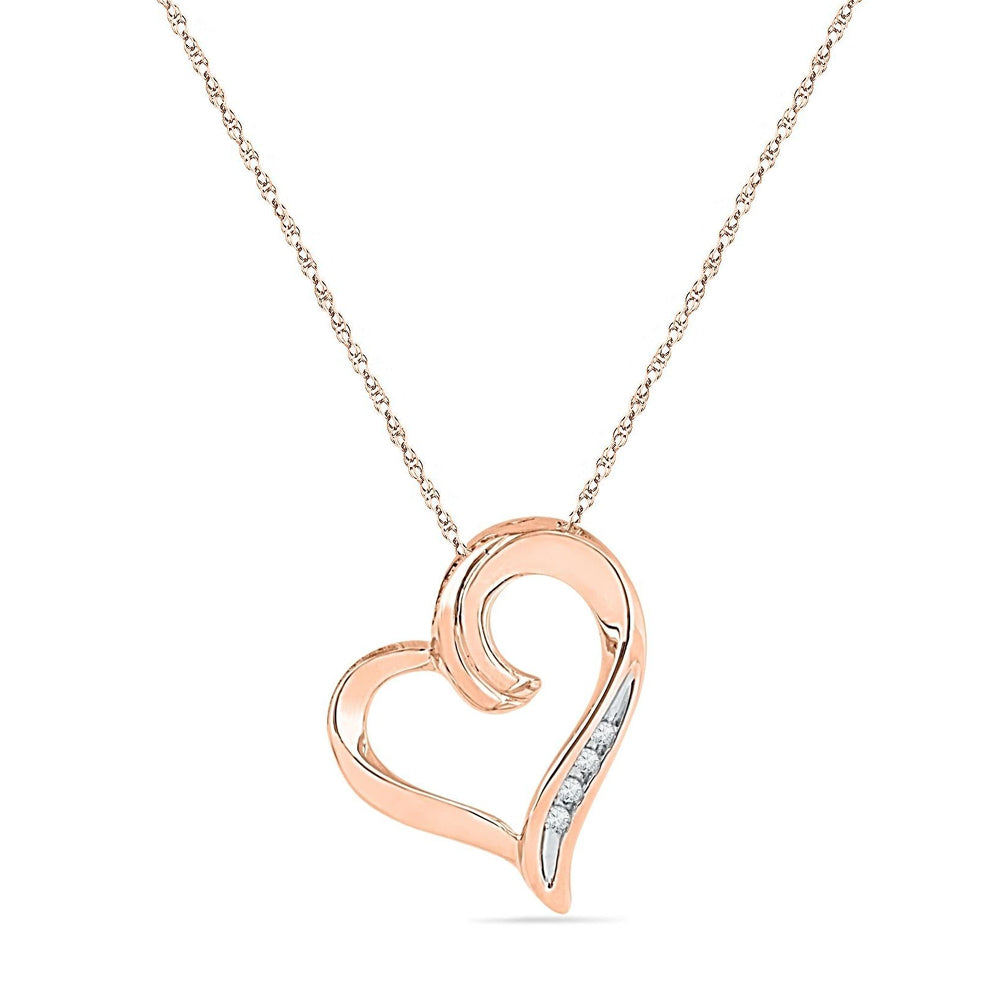 Swirly Diamond Heart Necklace, Rose Gold or Silver-SHPH073074ATP - Jewelry by Johan