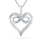Diamond Infinity Heart Pendant Necklace, Silver or Gold-SHPH074360AAW - Jewelry by Johan