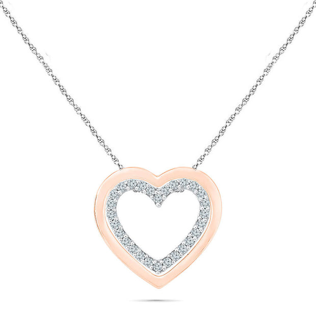 Concentric Heart Pendant Necklace with Diamonds - Jewelry by Johan