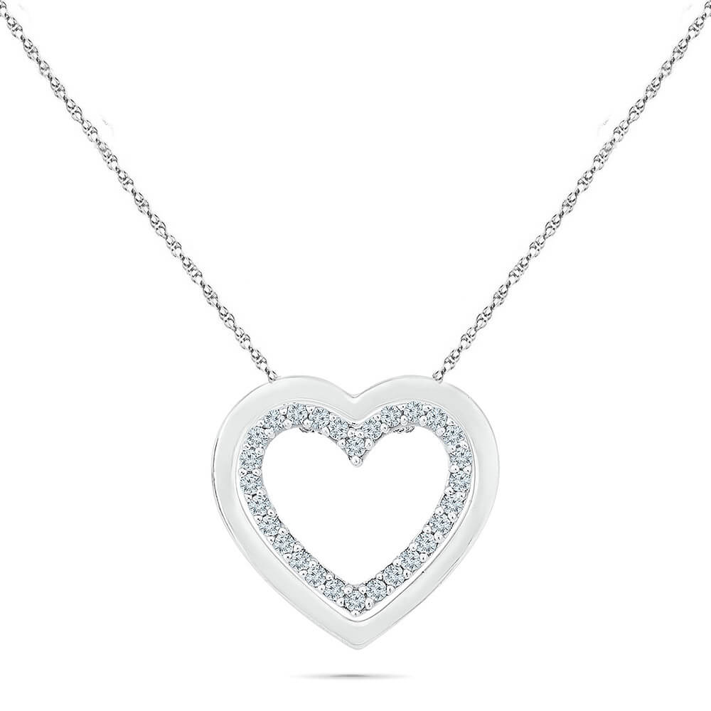 Concentric Heart Pendant Necklace with Diamonds - Jewelry by Johan