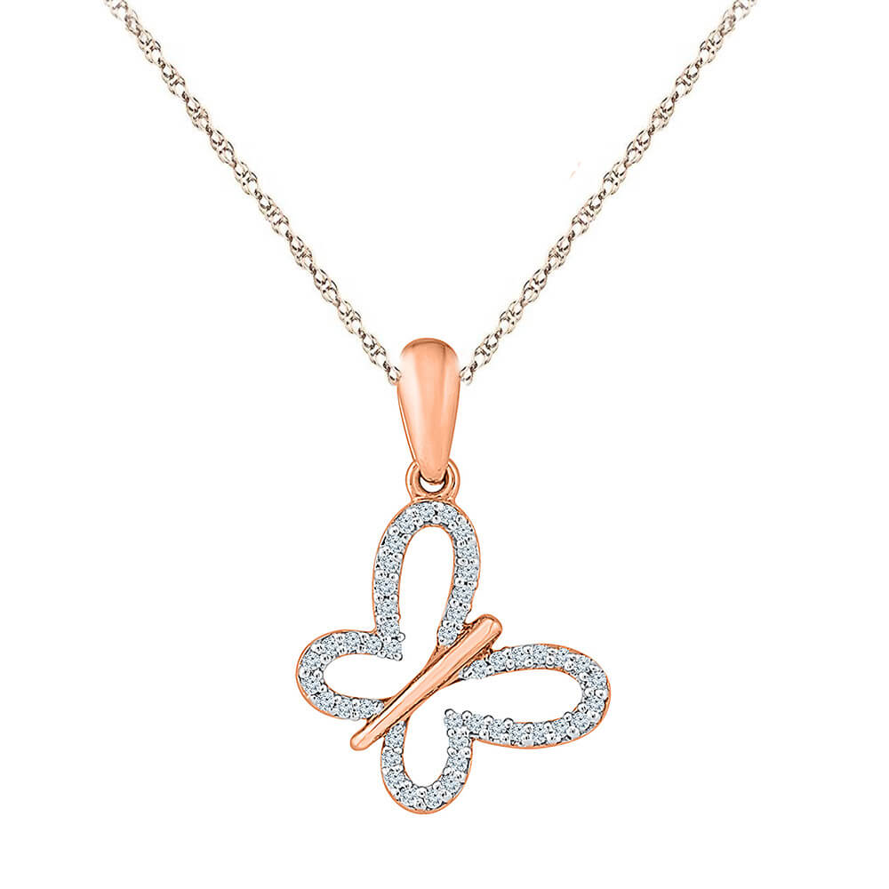 Diamond Accented Butterfly Pendant Necklace - Jewelry by Johan