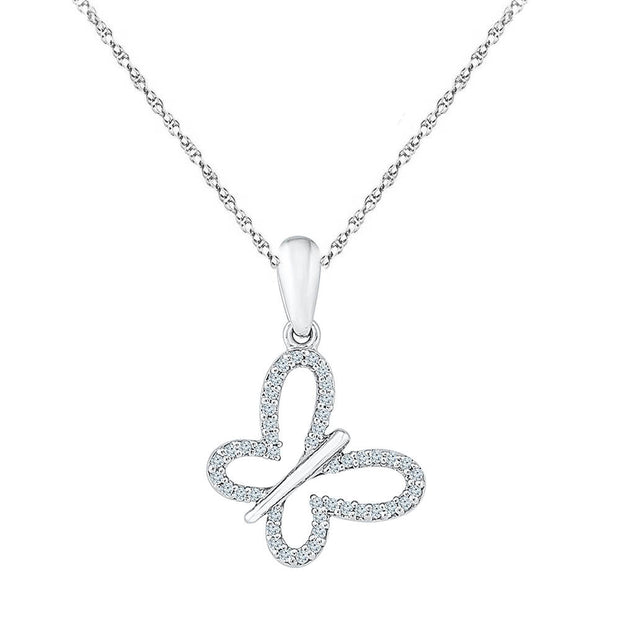 Diamond Accented Butterfly Pendant Necklace - Jewelry by Johan
