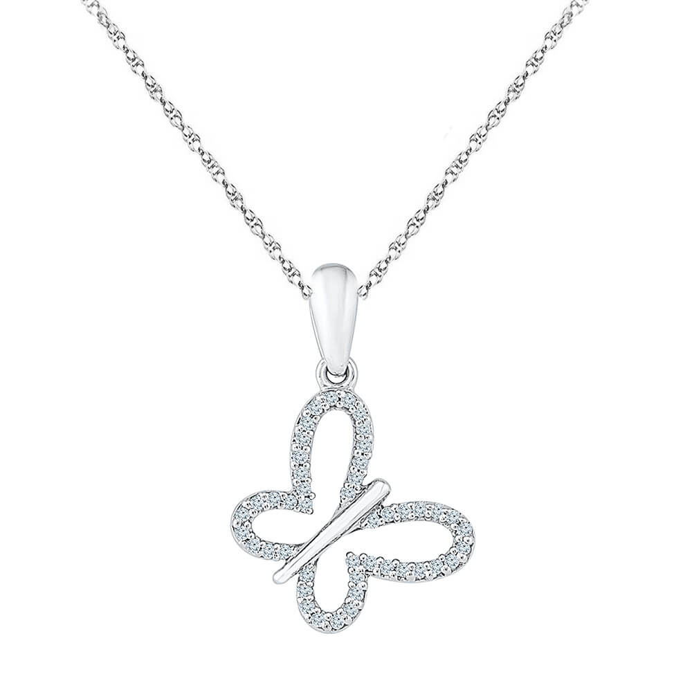 Diamond Accented Butterfly Pendant Necklace - Jewelry by Johan