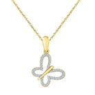 Diamond Accented Butterfly Pendant Necklace - Jewelry by Johan