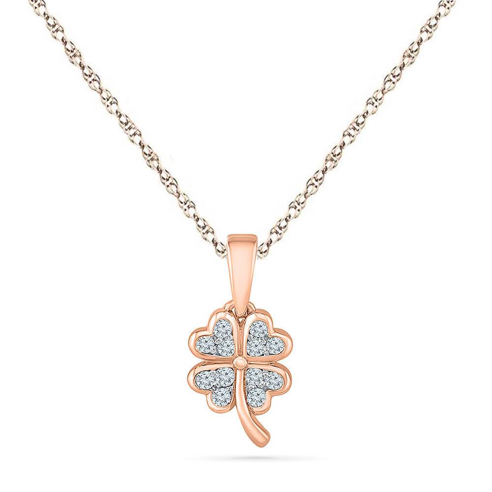 14K Rose Gold Four-Leaf Heart Clover Necklace