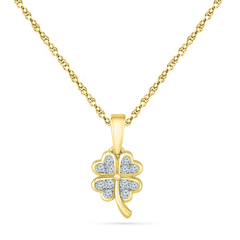 Any Color 14K Gold Diamond Four-Leaf Clover Necklace | bfjewelry
