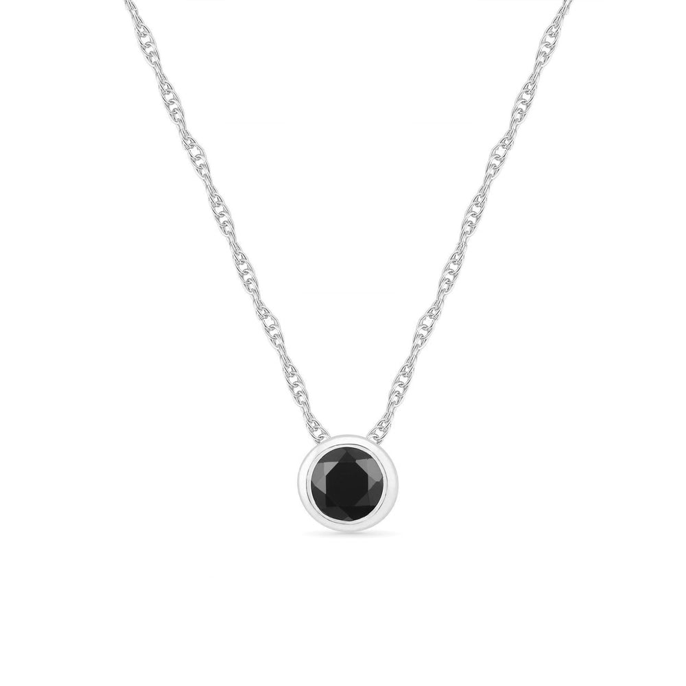 Black Diamond Bezel Set Necklace, Rose Gold or Silver-SHPS203038 - Jewelry by Johan