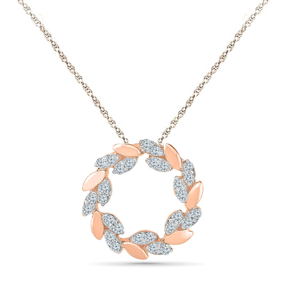Diamond circular necklace in 585 rose gold | Golden Flamingo