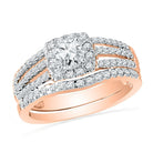 1 Carat TW Halo Diamond Engagement Ring With Matching Band - Jewelry by Johan