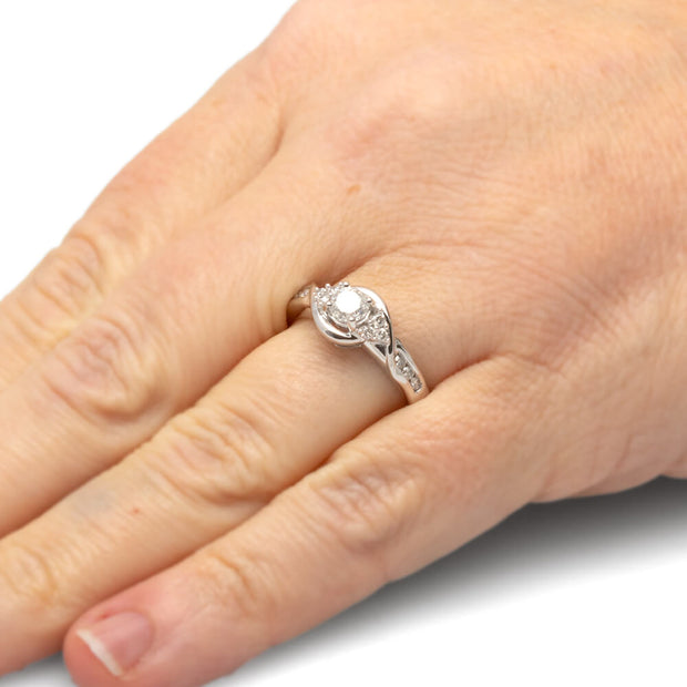 Round Cut Diamond Engagement Ring in Sterling Silver-SHRE028461-SS - Jewelry by Johan
