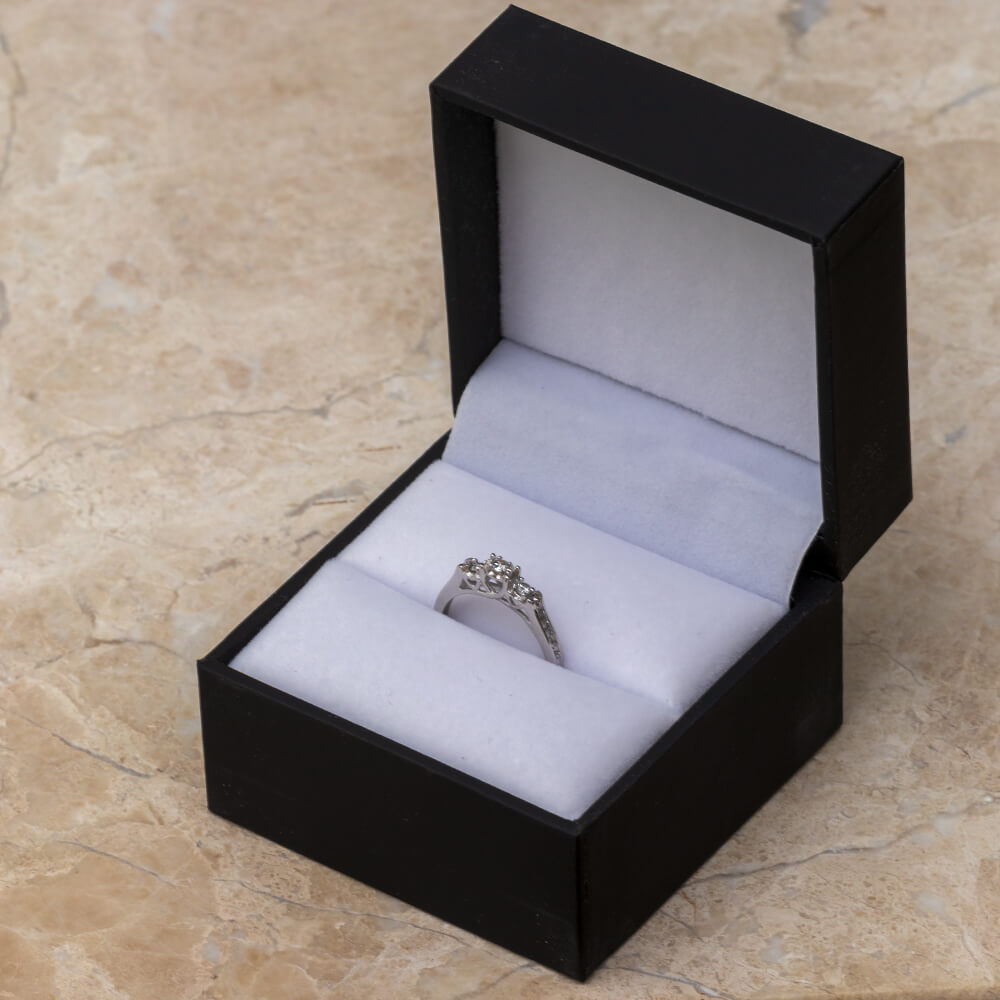 Three Stone Engagement Ring in Sterling Silver-SHRP013774-SS - Jewelry by Johan