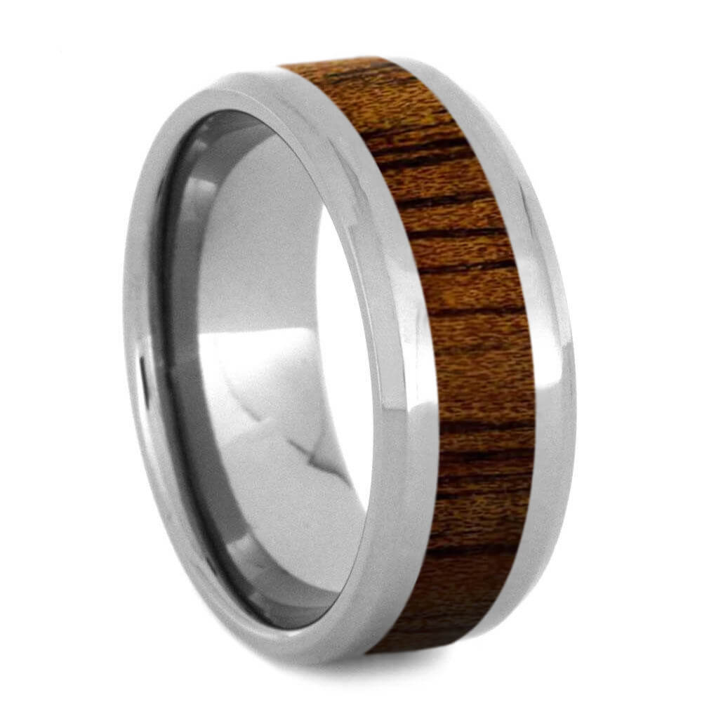 Koa Wood Ring with Beveled Edge, 8mm Polished Finish-SI8005 - Jewelry by Johan