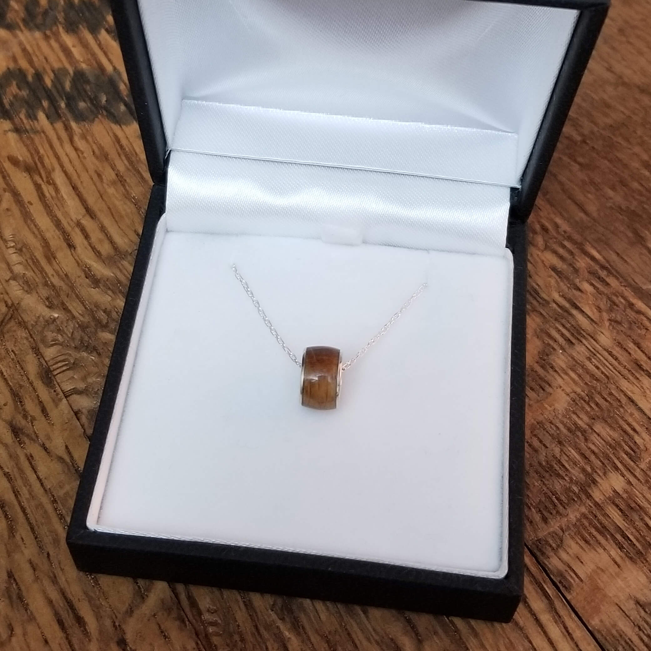 Whiskey Barrel Oak Wood Charm Bead Necklace, In Stock-SIG3034 - Jewelry by Johan